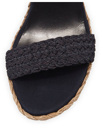 Stuart Weitzman Alex Crochet Wedge Sandal Navy