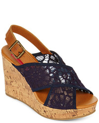 POP Katrina Crisscross Lace Platform Wedge Sandals