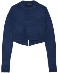 Tibi Cropped Cashmere Sweater Navy