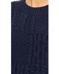 J.o.a. Cropped Sweater In Mixed Texture