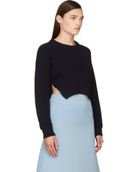 Jacquemus Navy Wool Cropped Le Pull Sweater