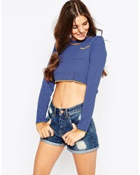 Daisy Street Ribbed Crop Sweater With Contrast Trim