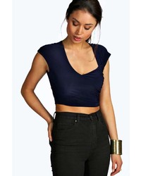 Boohoo Willow Ruched Slinky Crop Top