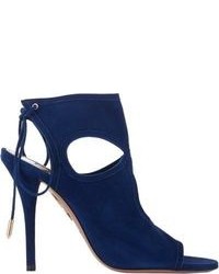 Navy Cutout Ankle Boots