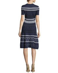 Shoshanna Landale Short Sleeve Knit Cutout Midi Dress