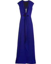 Victoria Beckham Cutout Brushed Satin Gown Royal Blue