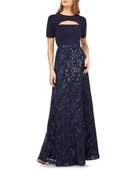 Kay Unger Cutout Sequin Evening Gown