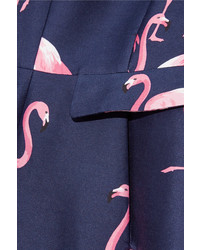 Draper James Cutout Printed Silk And Cotton Blend Dress Storm Blue