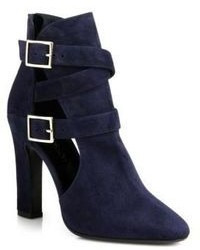 Tamara Mellon Highway Suede Buckle Ankle Boots