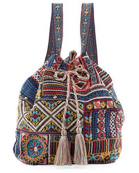 Johnny Was Arwen Embroidered Drawstring Backpack