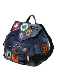 Dsquared2 Military Glam Patches Denim Backpack