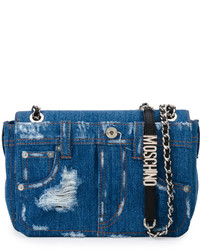 Moschino Distressed Denim Shoulder Bag Denim