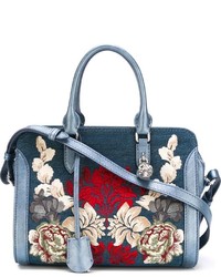 Alexander McQueen Embroidered Denim Shoulder Bag