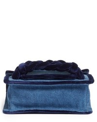Miu Miu Treccia Denim Velvet Shoulder Bag Blue
