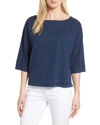 Eileen Fisher Denim Bateau Neck Top