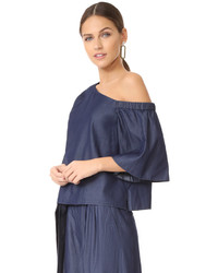 Tibi One Shoulder Bell Sleeve Top