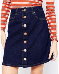 Brave Soul Denim Button Front Mini Skirt