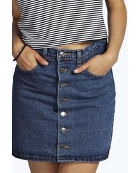 Boohoo Briana Button Through 5 Pocket Denim Mini Skirt