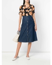 MiH Jeans Front Button Denim Skirt