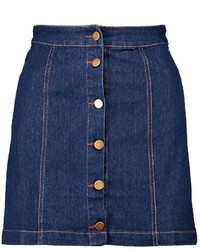 Boohoo Kelly Denim Button Front Mini Skirt