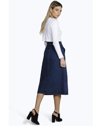 Boohoo Lisa Denim Button Through Midi Skirt