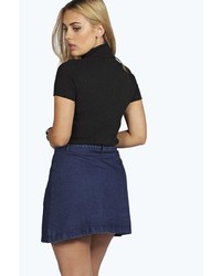 Boohoo Plus Talia Button Through Denim Midi Skirt
