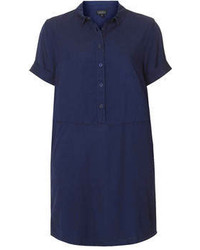 Tencel Casual Denim Shirt Dress With Button Front Placket And Side Pockets Accessorise With A Printed Crossbody Bag