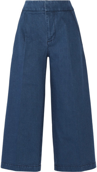 Marni Cropped Denim Wide Leg Pants Blue 670 Net A Porter Com Lookastic