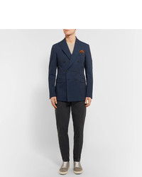 Tod's Blue Slim Fit Double Breasted Denim Blazer