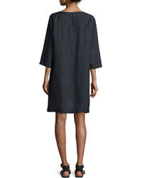 Eileen Fisher Organic Linen Button Front Dress Denim