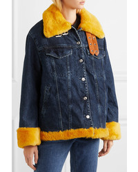 MARQUES ALMEIDA 7 For All Mankind Oversized Shearling Trimmed Denim Jacket