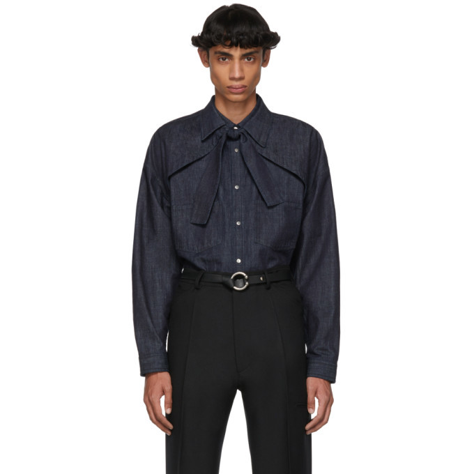 Random Identities Blue Denim Shrug Jacket, $78 | SSENSE | Lookastic