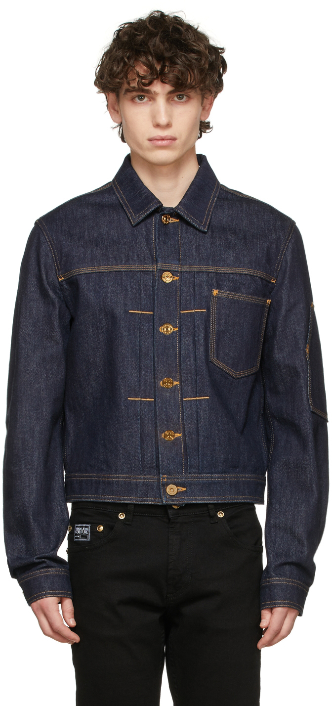 Versace Blue Raw Denim Jacket, $1,295 | SSENSE | Lookastic