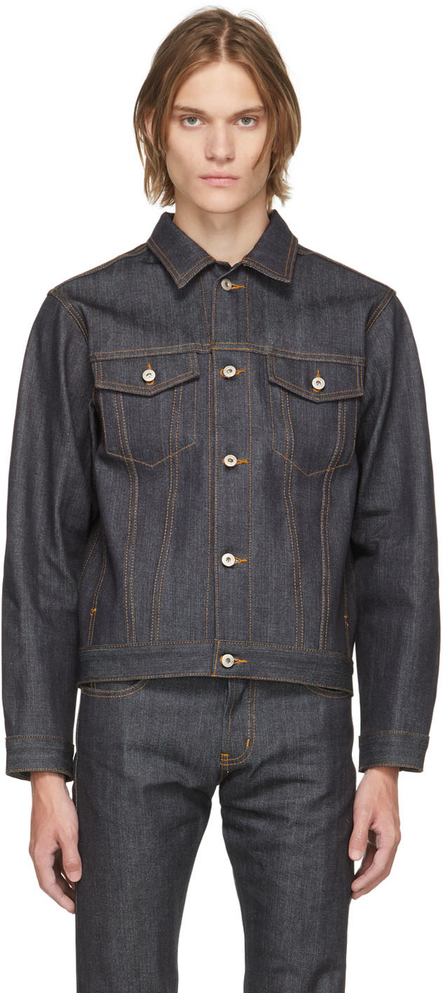 Naked & Famous Denim Blue Selvedge Denim Jacket, $0 | SSENSE | Lookastic