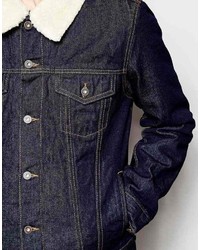 Asos Brand Denim Jacket With Faux Shearling Collar