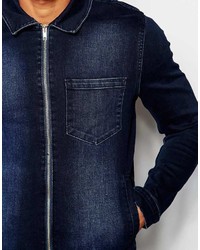 Asos Brand Skinny Fit Zip Through Denim Jacket In Dark Indigo