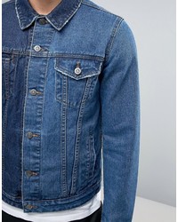 Asos Denim Jacket With Contrast Panel In Blue