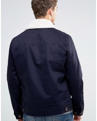 Esprit Denim Jacket With Fleece Collar And Check Lining
