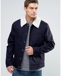 Esprit Denim Jacket With Fleece Collar And Check Lining