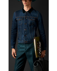 Burberry Denim Jacket With Velvet Topcollar