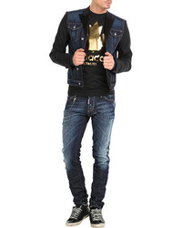 DSQUARED2 Denim Jacket With Wool Silk Sleeves