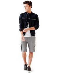GUESS Dillon Denim Racer Jacket In Claim Wash
