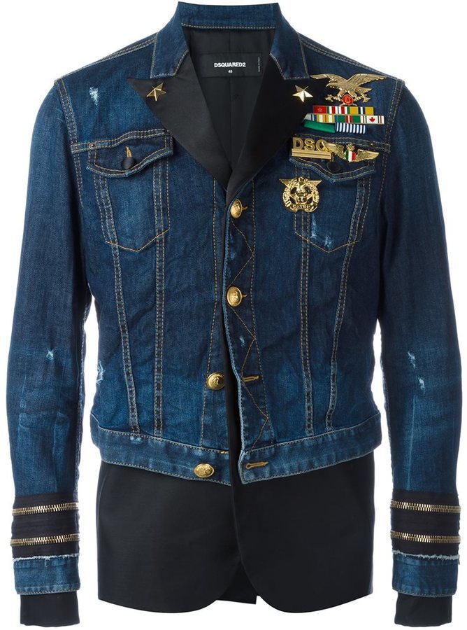 dsquared mixed material denim jacket