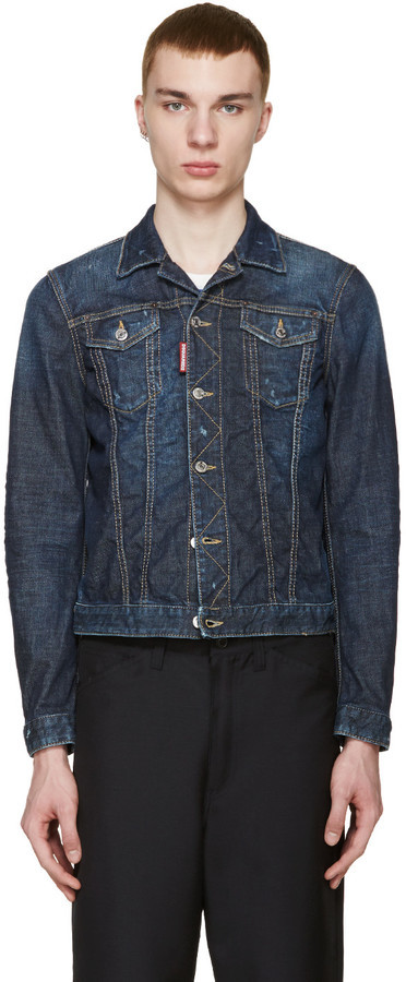 DSQUARED2 Indigo Denim Jacket, $665 | SSENSE | Lookastic