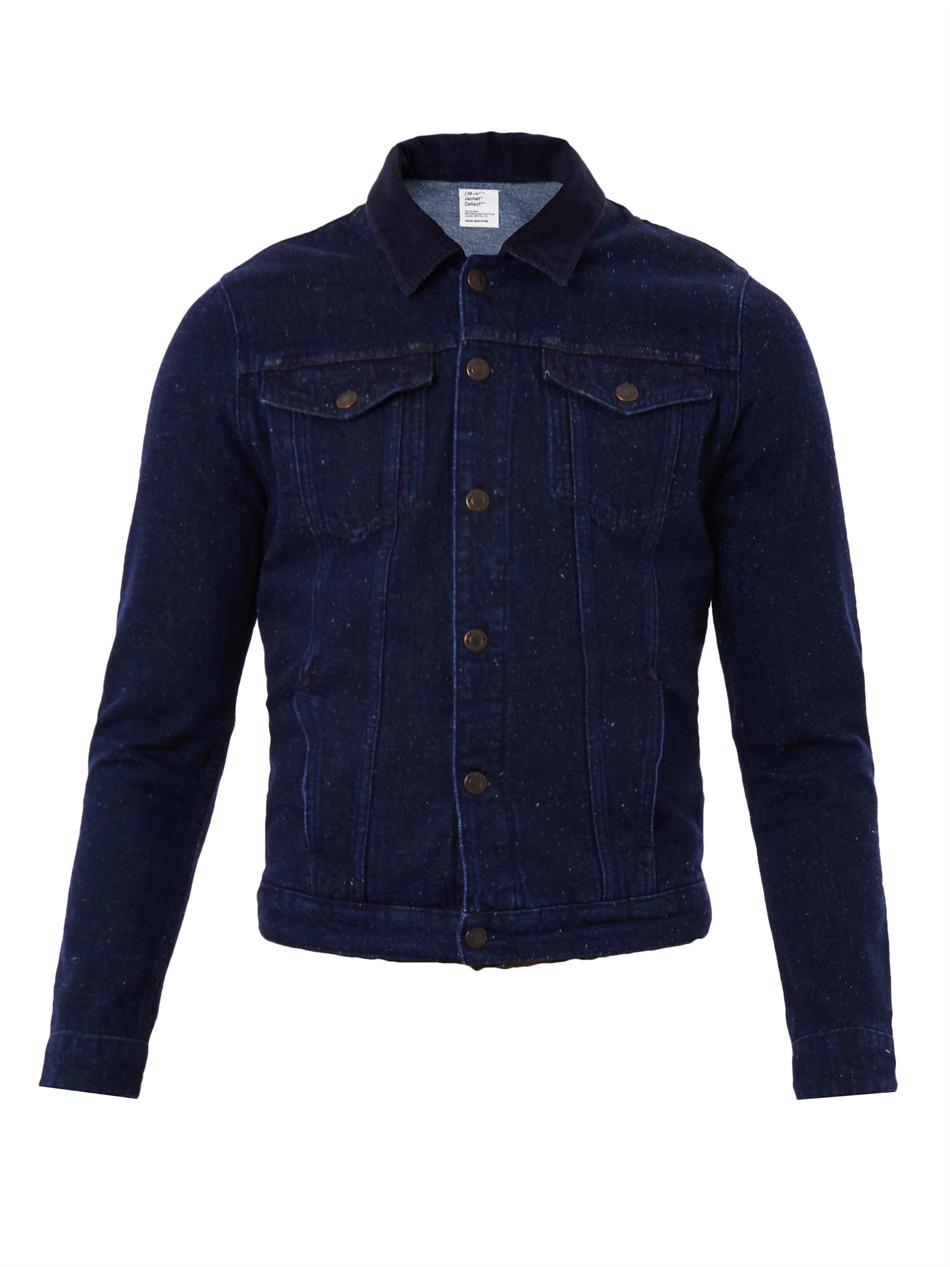 JEAN MACHINE Slub Cordruoy Collar Denim Jacket, $126 | MATCHESFASHION ...