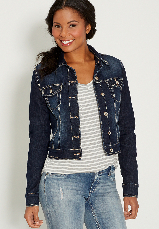 Maurices Denim Jacket In Dark Wash With Two Pockets, $39 | Maurices ...