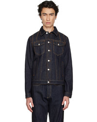 Alexander McQueen Navy Contrast Stitch Denim Jacket