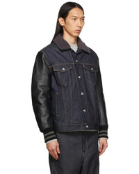 Junya Watanabe Navy Denim Leather Jacket