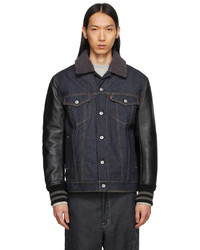 Junya Watanabe Navy Denim Leather Jacket
