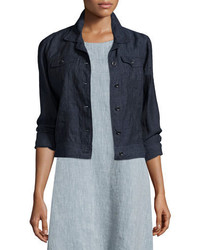 Eileen Fisher Organic Linen Jean Jacket Denim Plus Size